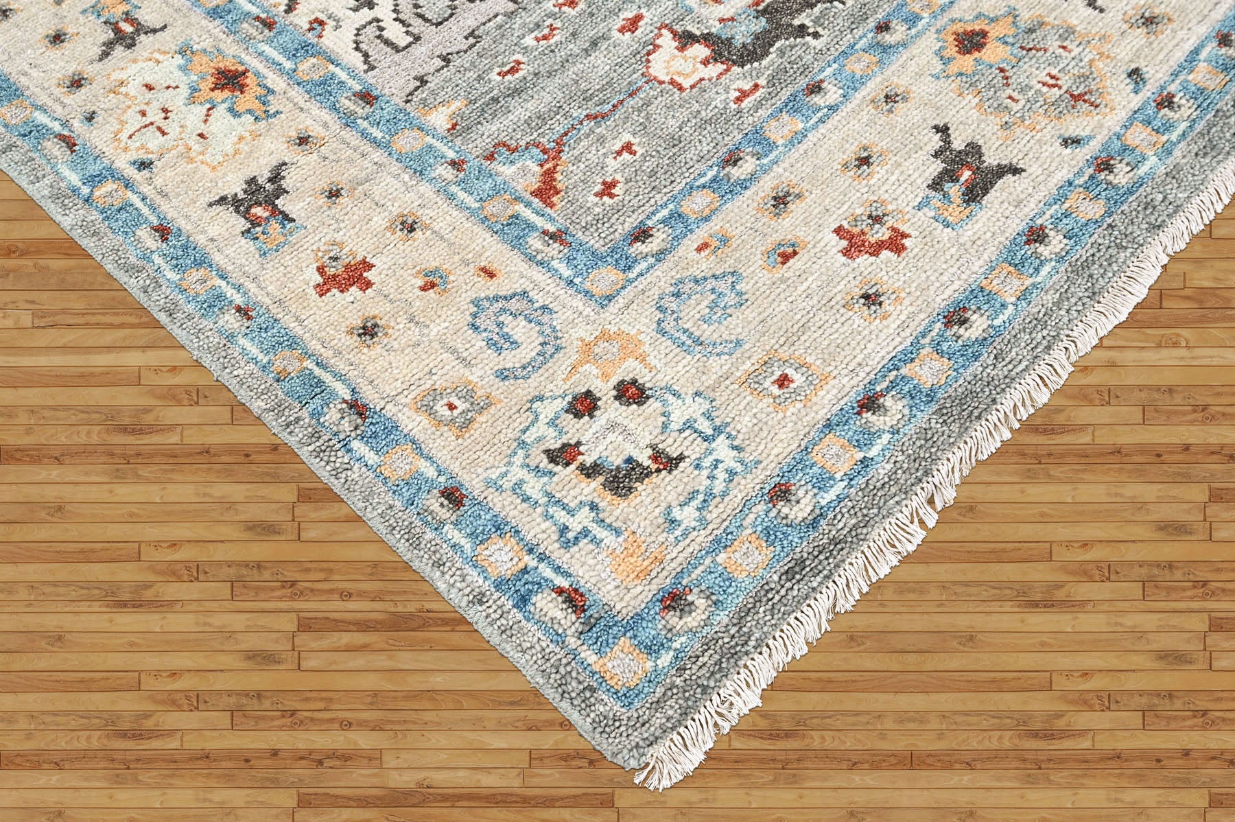 Gray 8x10 Oushak Transitional Hand Knotted Wool Oriental Area Rug