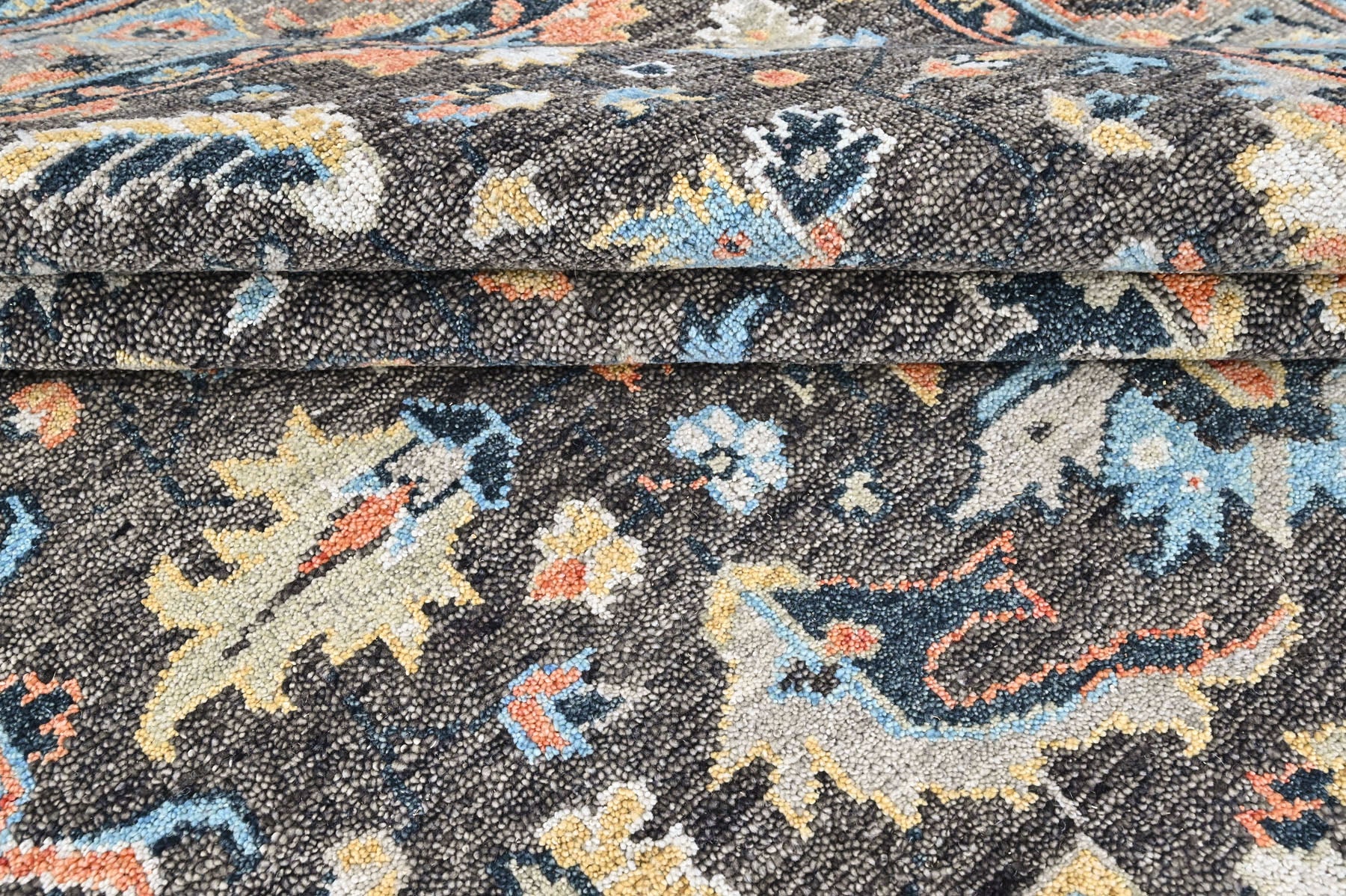 Gray 8x9'10'' Oushak Arts and Crafts Hand Knotted Wool Oriental Area Rug