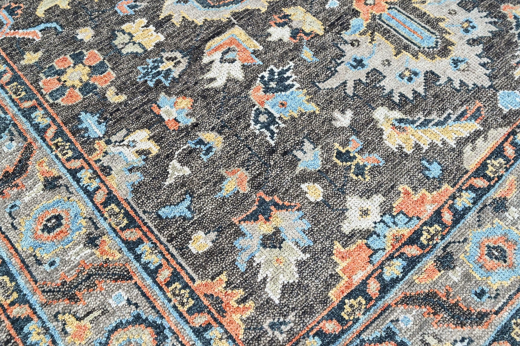 Gray 8x9'10'' Oushak Arts and Crafts Hand Knotted Wool Oriental Area Rug