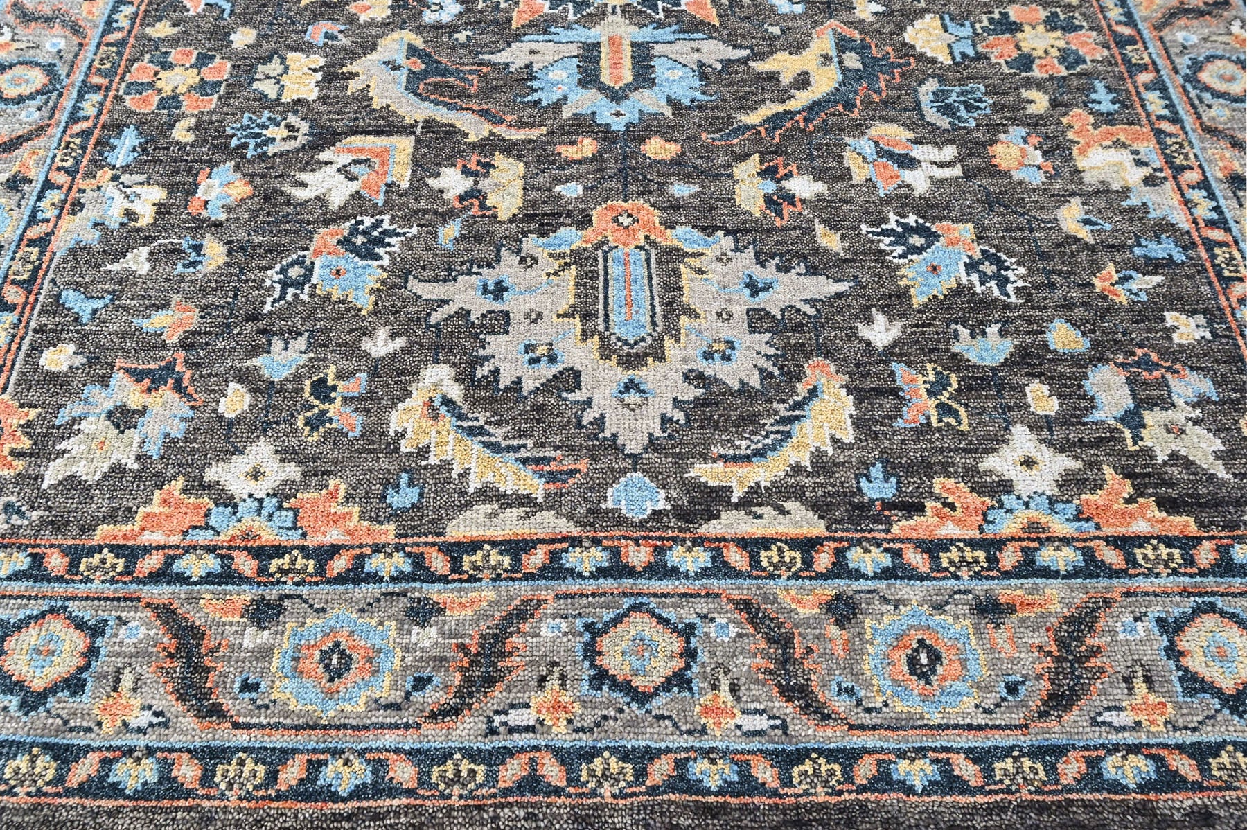 Gray 8x9'10'' Oushak Arts and Crafts Hand Knotted Wool Oriental Area Rug