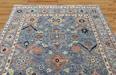 Blue, Gray 7'9''x10 Oushak Arts and Crafts Hand Knotted Wool Oriental Area Rug