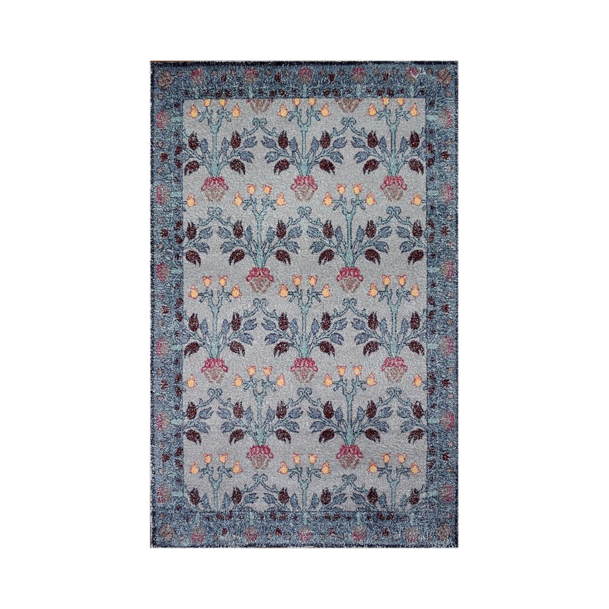 Multi Size Gray Blue Gold Color Hand Woven All-Over Polyester Arts And Crafts Oriental Rug