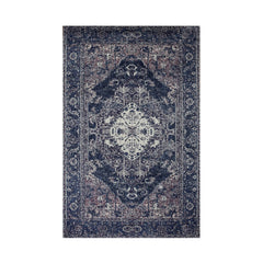 Multi Size Blue Ivory Aubergine Color Hand Woven All-Over Polyester Traditional Oriental Rug