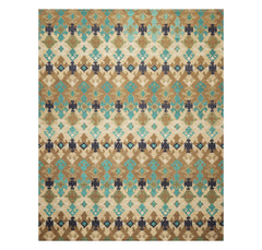 Multi Size Beige Brown Turquoise Color Hand Tufted All-Over Wool & Silk Modern Oriental Rug