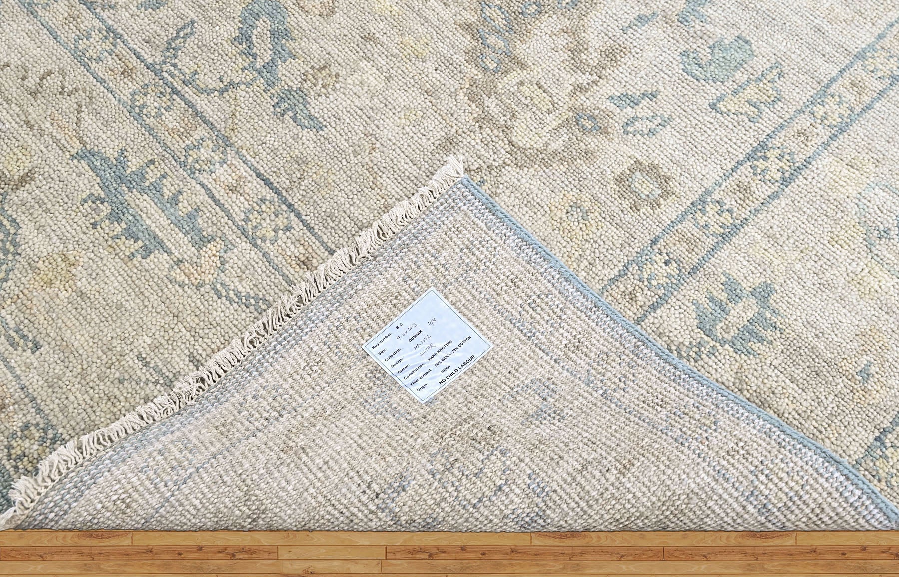 Beige, Gray 9x12'3'' Oushak Transitional Hand Knotted Wool Oriental Area Rug