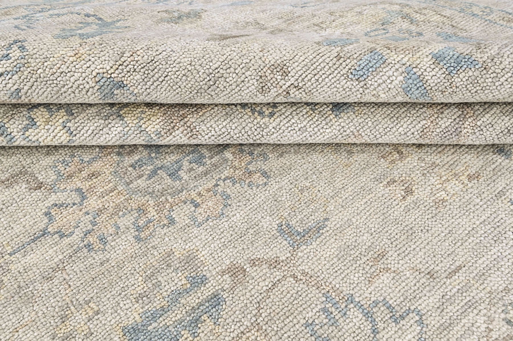 Beige, Gray 9x12'3'' Oushak Transitional Hand Knotted Wool Oriental Area Rug