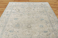 Beige, Gray 9x12'3'' Oushak Transitional Hand Knotted Wool Oriental Area Rug