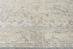 Beige, Gray 9x12'3'' Oushak Transitional Hand Knotted Wool Oriental Area Rug