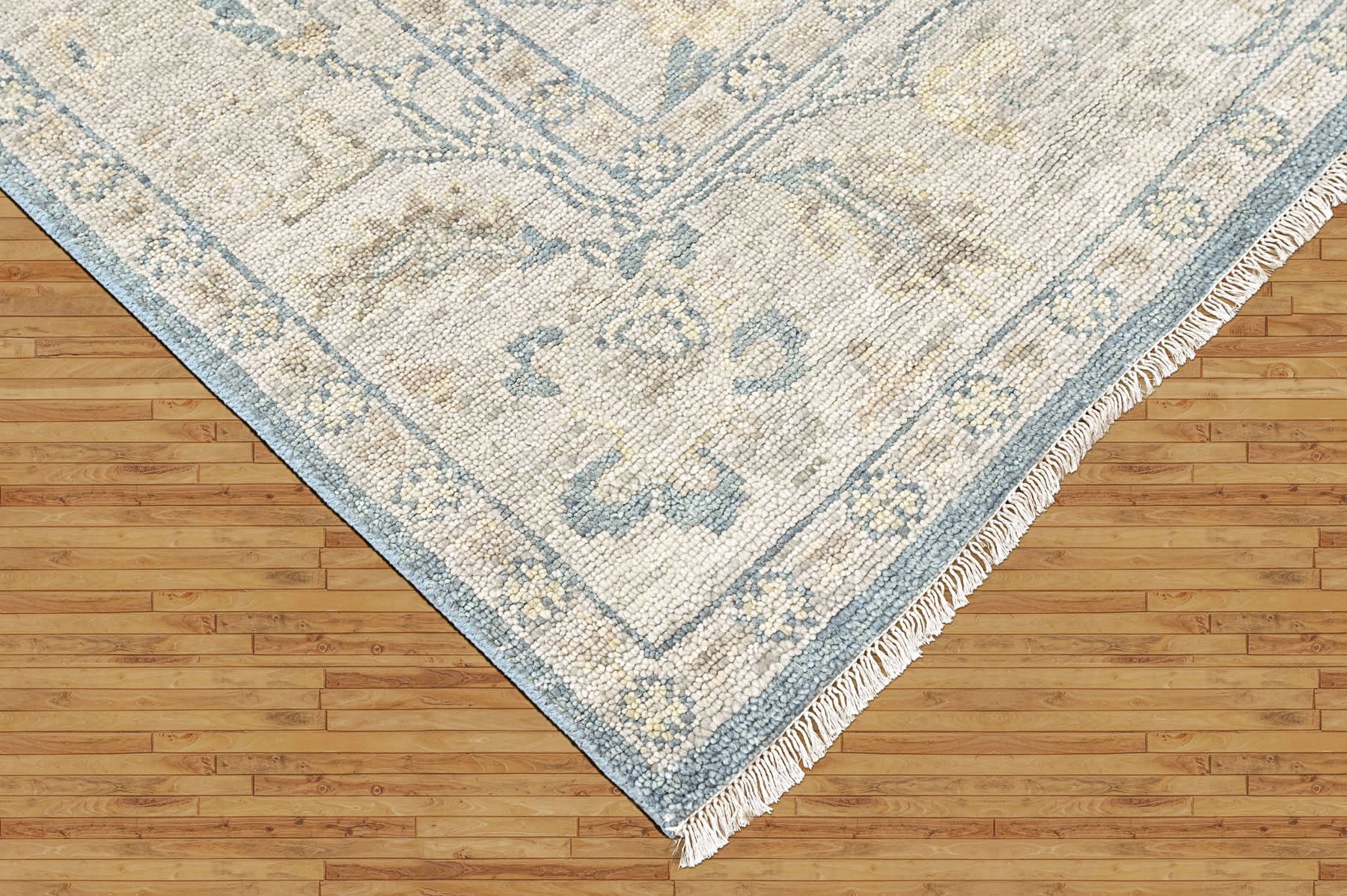 Beige, Gray 9x12'3'' Oushak Transitional Hand Knotted Wool Oriental Area Rug