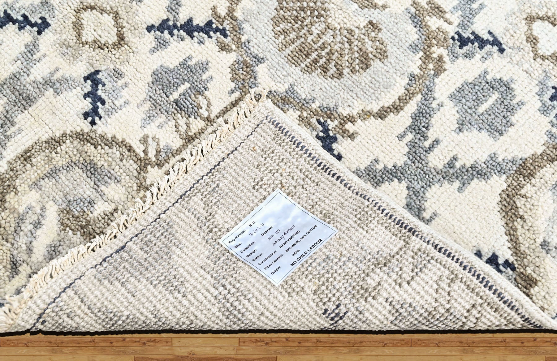 Ivory 3'6''x5'7'' Oushak Transitional Hand Knotted Wool Oriental Area Rug