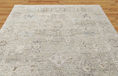 Beige, Gray 8'11''x11'11'' Oushak Transitional Hand Knotted Wool Oriental Area Rug
