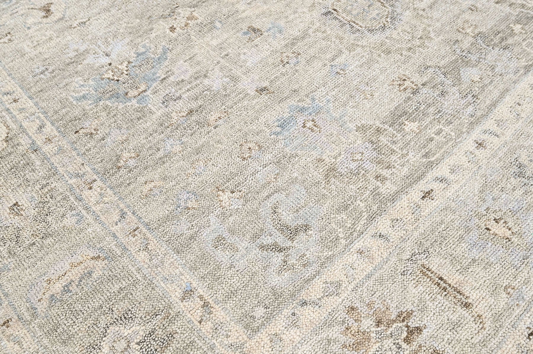 Beige, Gray 8'11''x11'11'' Oushak Transitional Hand Knotted Wool Oriental Area Rug