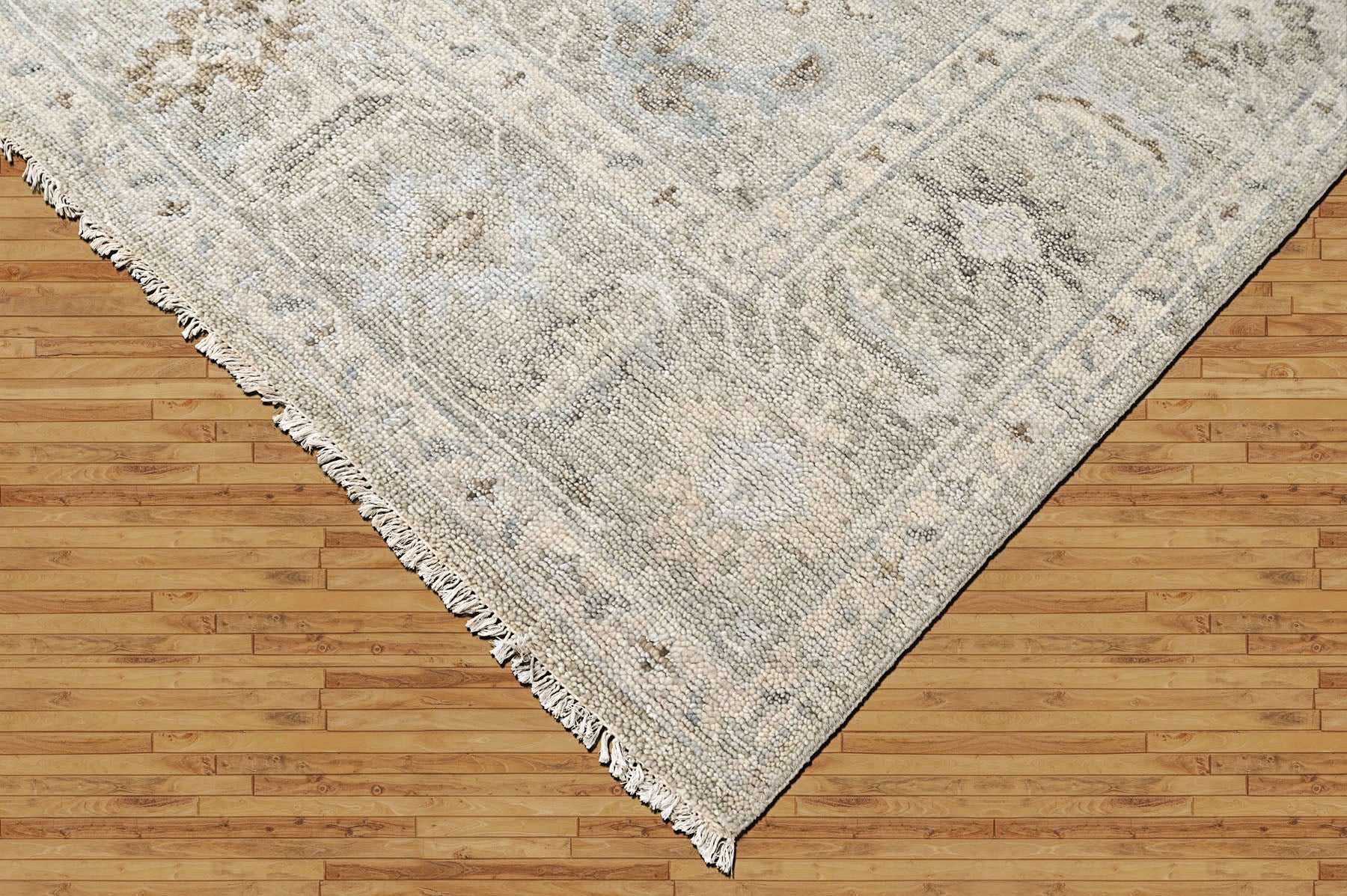 Beige, Gray 8'11''x11'11'' Oushak Transitional Hand Knotted Wool Oriental Area Rug