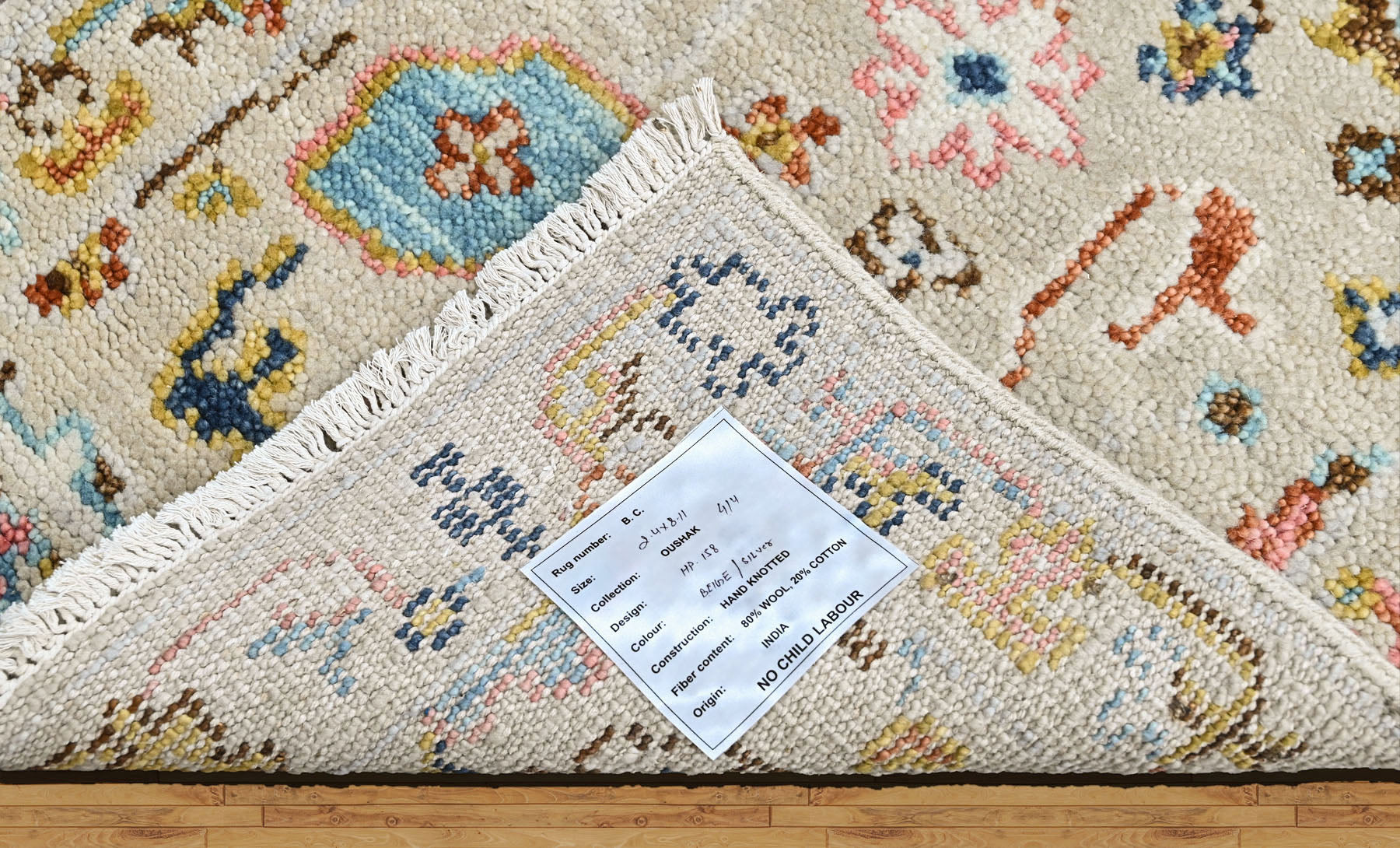 Beige 2'4''x8'11'' Oushak Transitional Hand Knotted Wool Oriental Area Rug