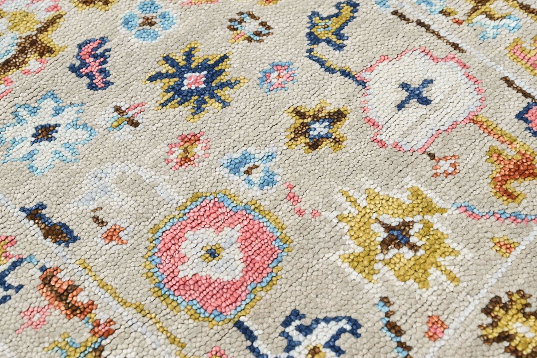 Beige 2'4''x8'11'' Oushak Transitional Hand Knotted Wool Oriental Area Rug