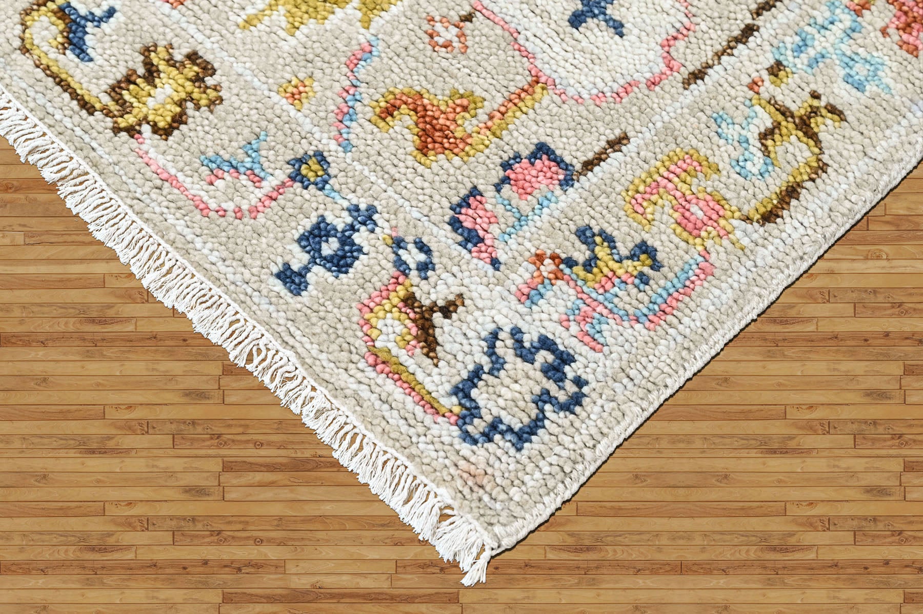 Beige 2'4''x8'11'' Oushak Transitional Hand Knotted Wool Oriental Area Rug