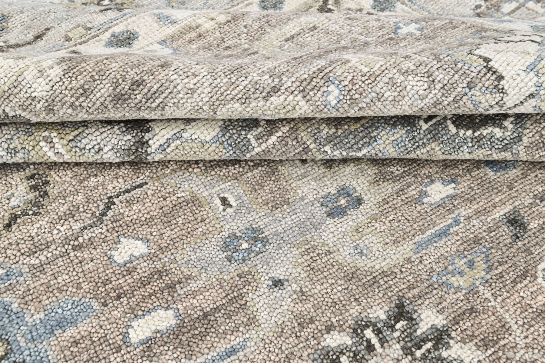 Gray, Ivory 8'11''x12 Oushak Transitional Hand Knotted Wool Oriental Area Rug