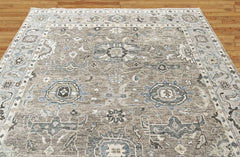 Gray, Ivory 8'11''x12 Oushak Transitional Hand Knotted Wool Oriental Area Rug
