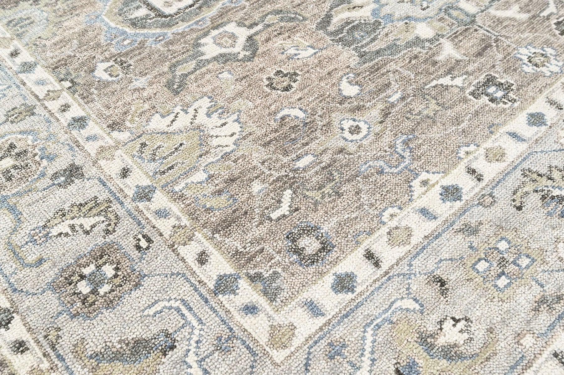 Gray, Ivory 8'11''x12 Oushak Transitional Hand Knotted Wool Oriental Area Rug