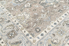 Gray, Ivory 8'11''x12 Oushak Transitional Hand Knotted Wool Oriental Area Rug