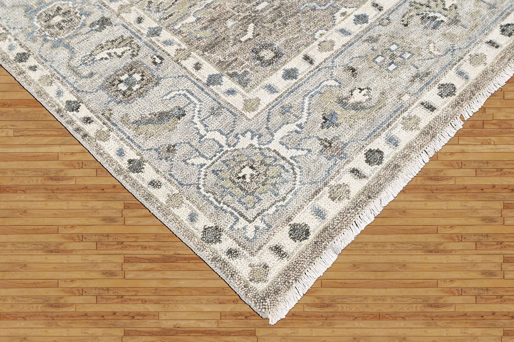 Gray, Ivory 8'11''x12 Oushak Transitional Hand Knotted Wool Oriental Area Rug