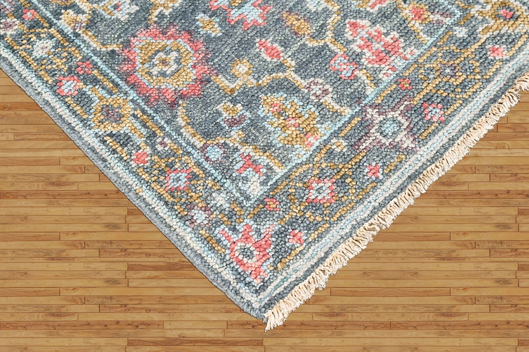 Teal Multi Size Oushak Arts and Crafts Hand Knotted Wool Oriental Area Rug