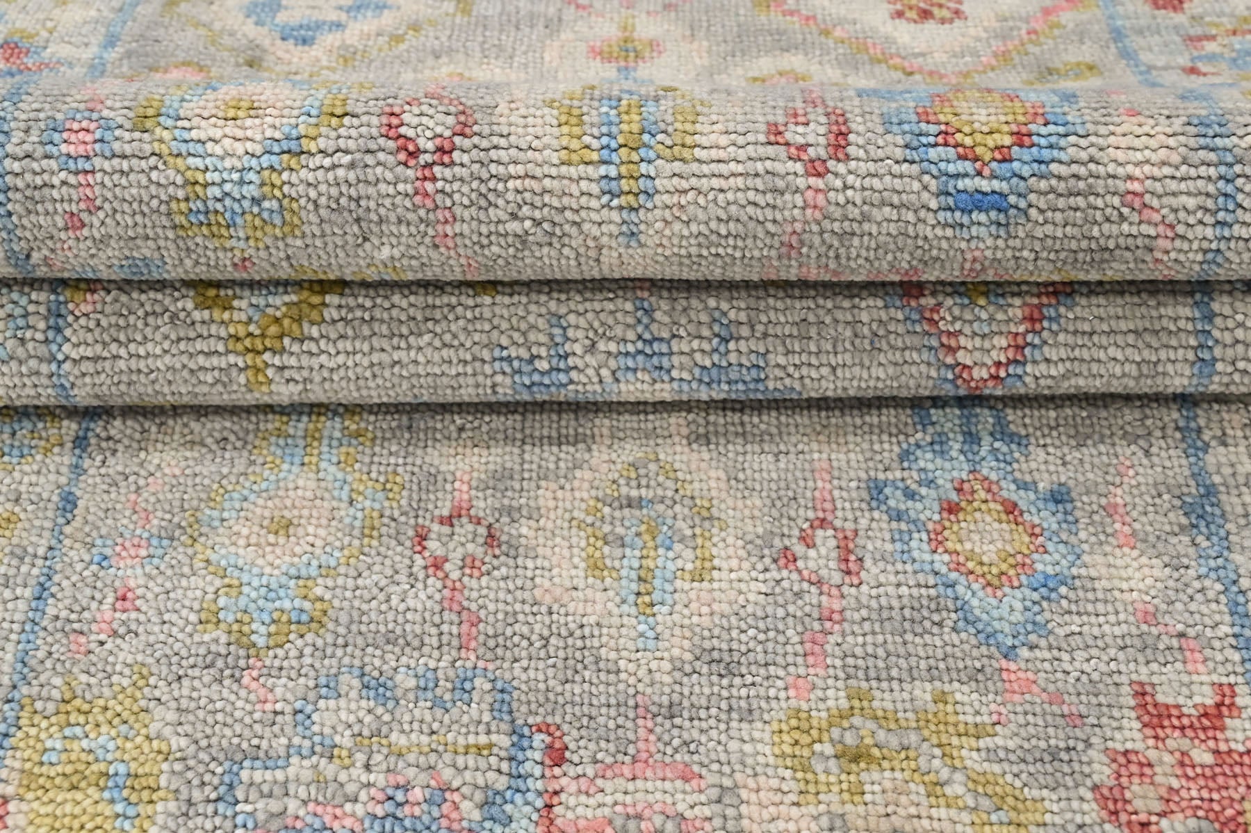 Slate 2'6''x9 Oushak Arts and Crafts Hand Knotted Wool Oriental Area Rug