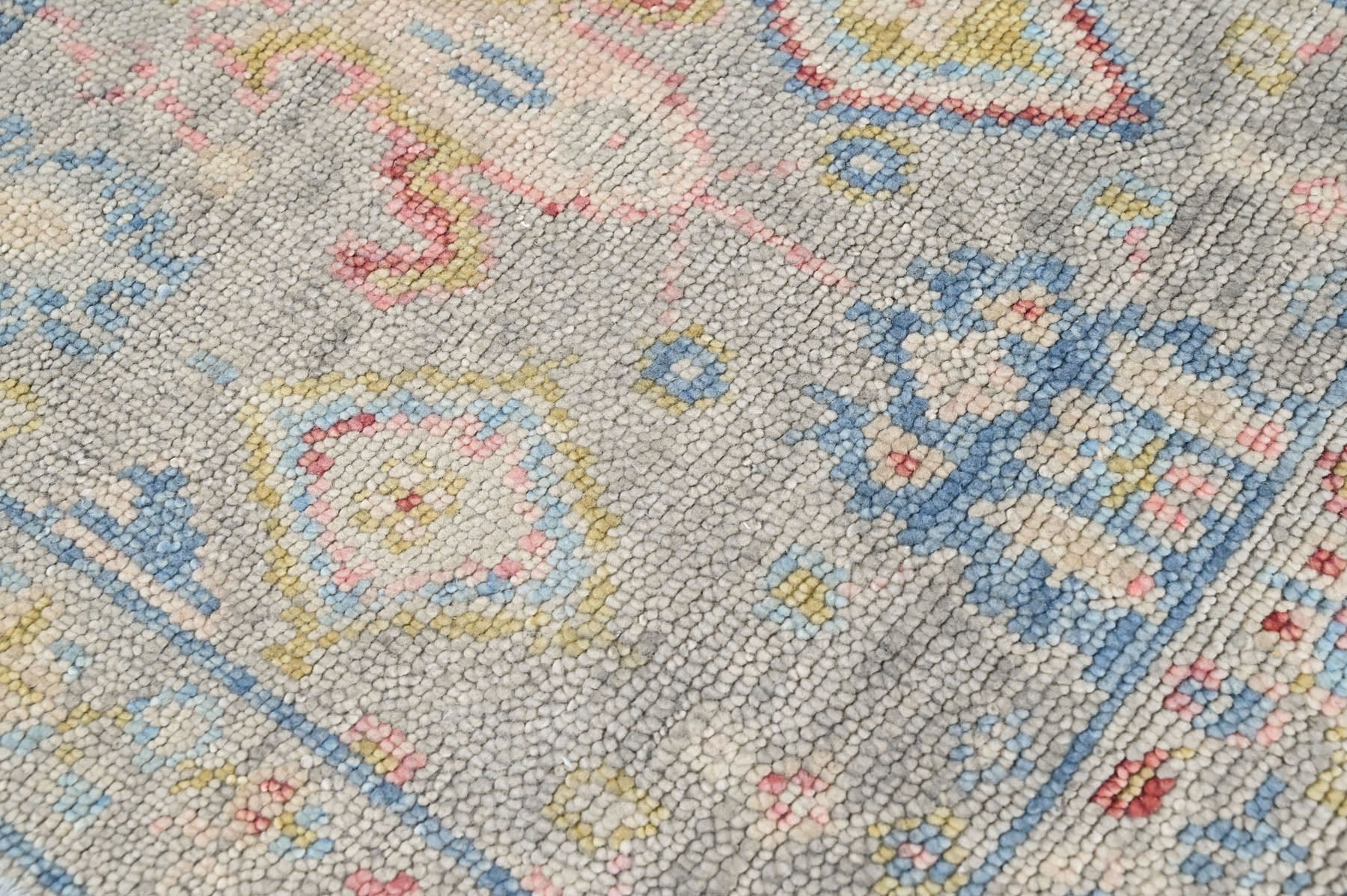 Slate 2'6''x9 Oushak Arts and Crafts Hand Knotted Wool Oriental Area Rug