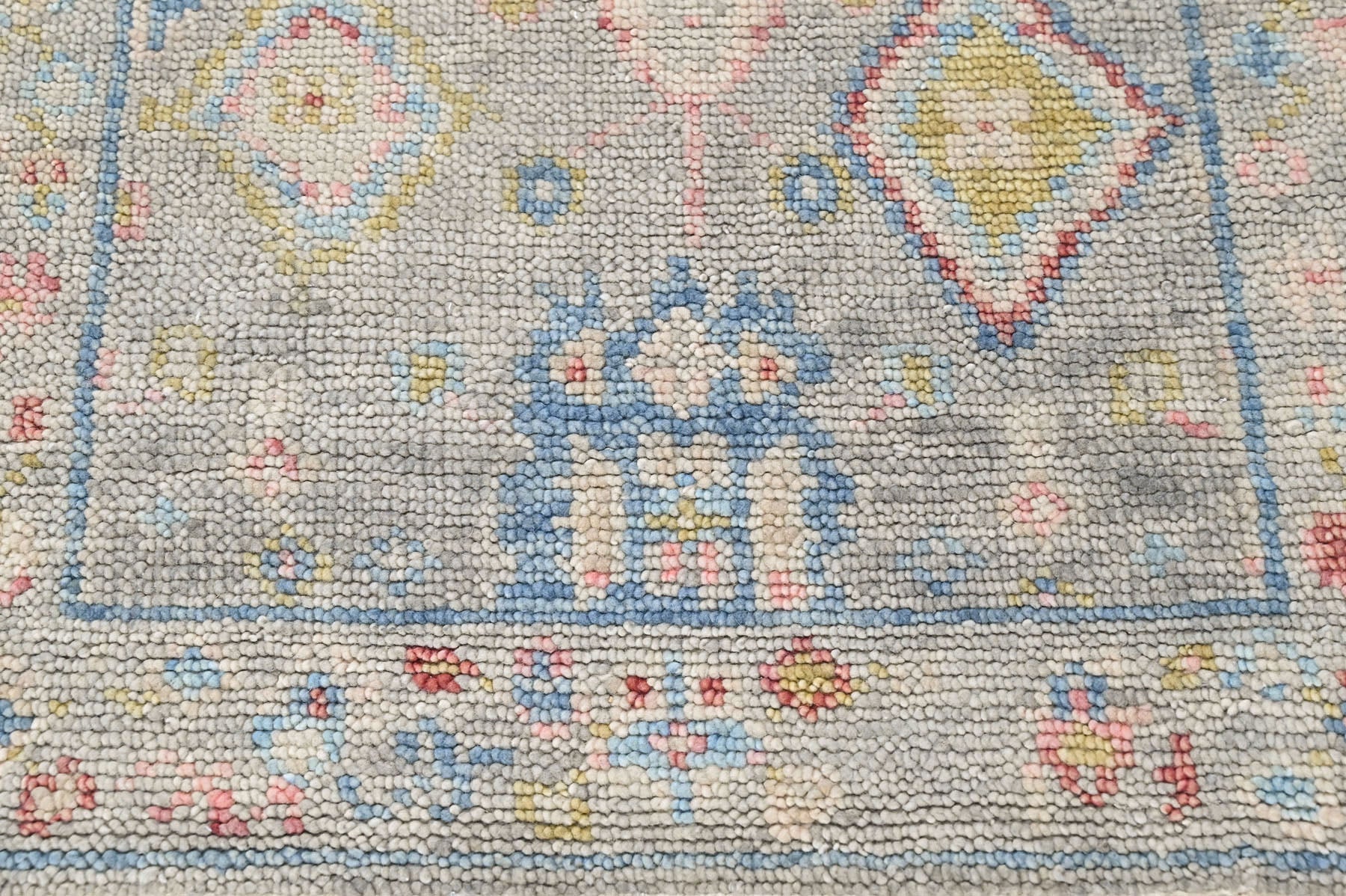 Slate 2'6''x9 Oushak Arts and Crafts Hand Knotted Wool Oriental Area Rug