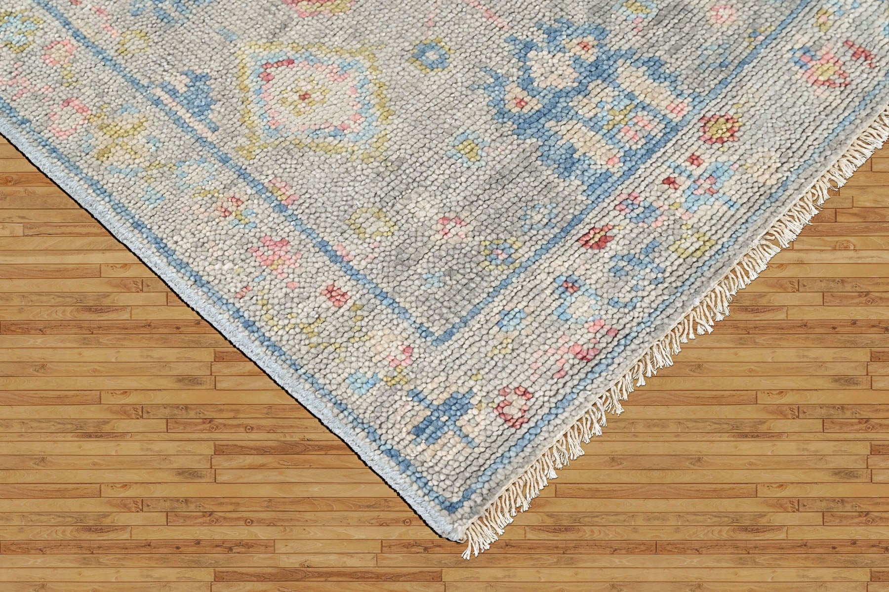 Slate 2'6''x9 Oushak Arts and Crafts Hand Knotted Wool Oriental Area Rug