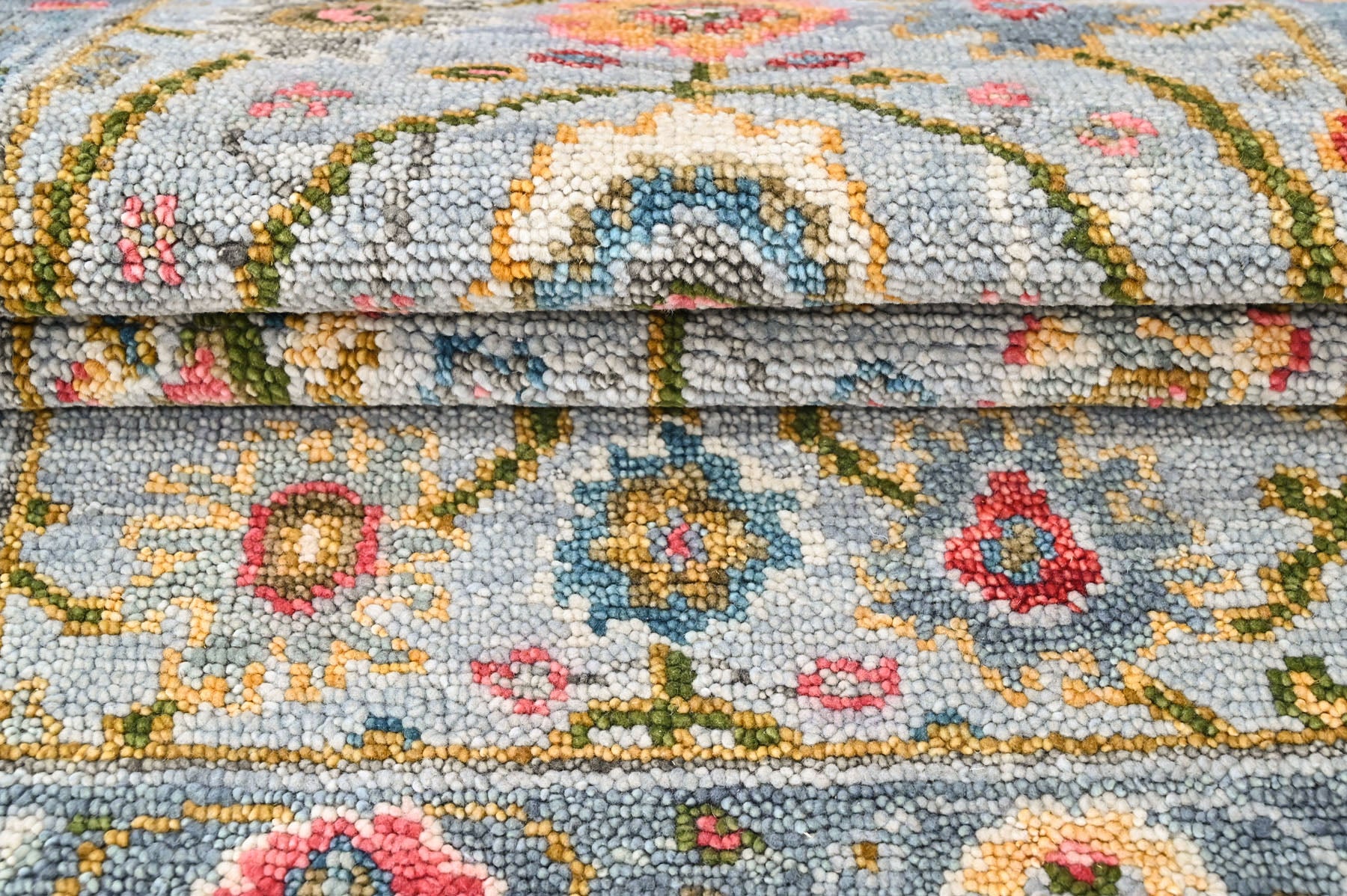 Blue 2'11''x4'11'' Oushak Transitional Hand Knotted Wool Oriental Area Rug