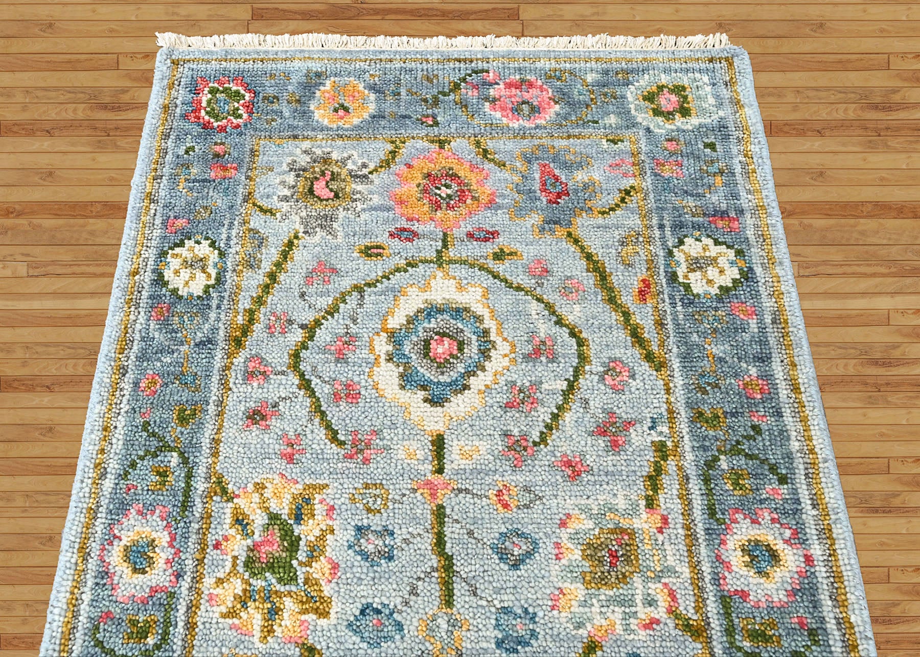 Blue 2'11''x4'11'' Oushak Transitional Hand Knotted Wool Oriental Area Rug