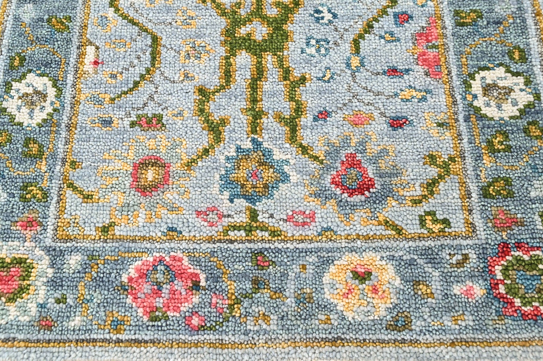 Blue 2'11''x4'11'' Oushak Transitional Hand Knotted Wool Oriental Area Rug