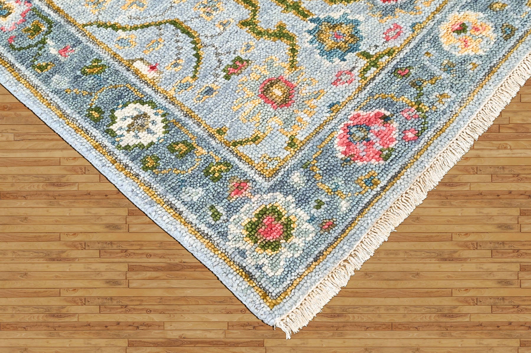 Blue 2'11''x4'11'' Oushak Transitional Hand Knotted Wool Oriental Area Rug