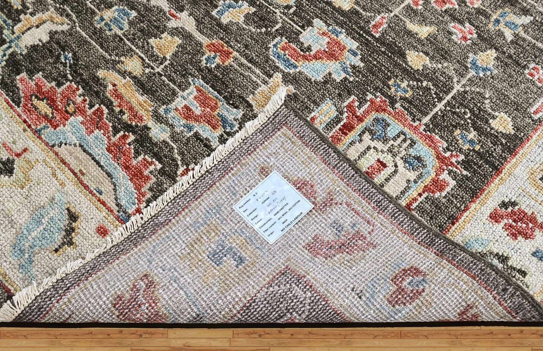 Charcoal 8'11''x11'10'' Oushak Arts and Crafts Hand Knotted Wool Oriental Area Rug