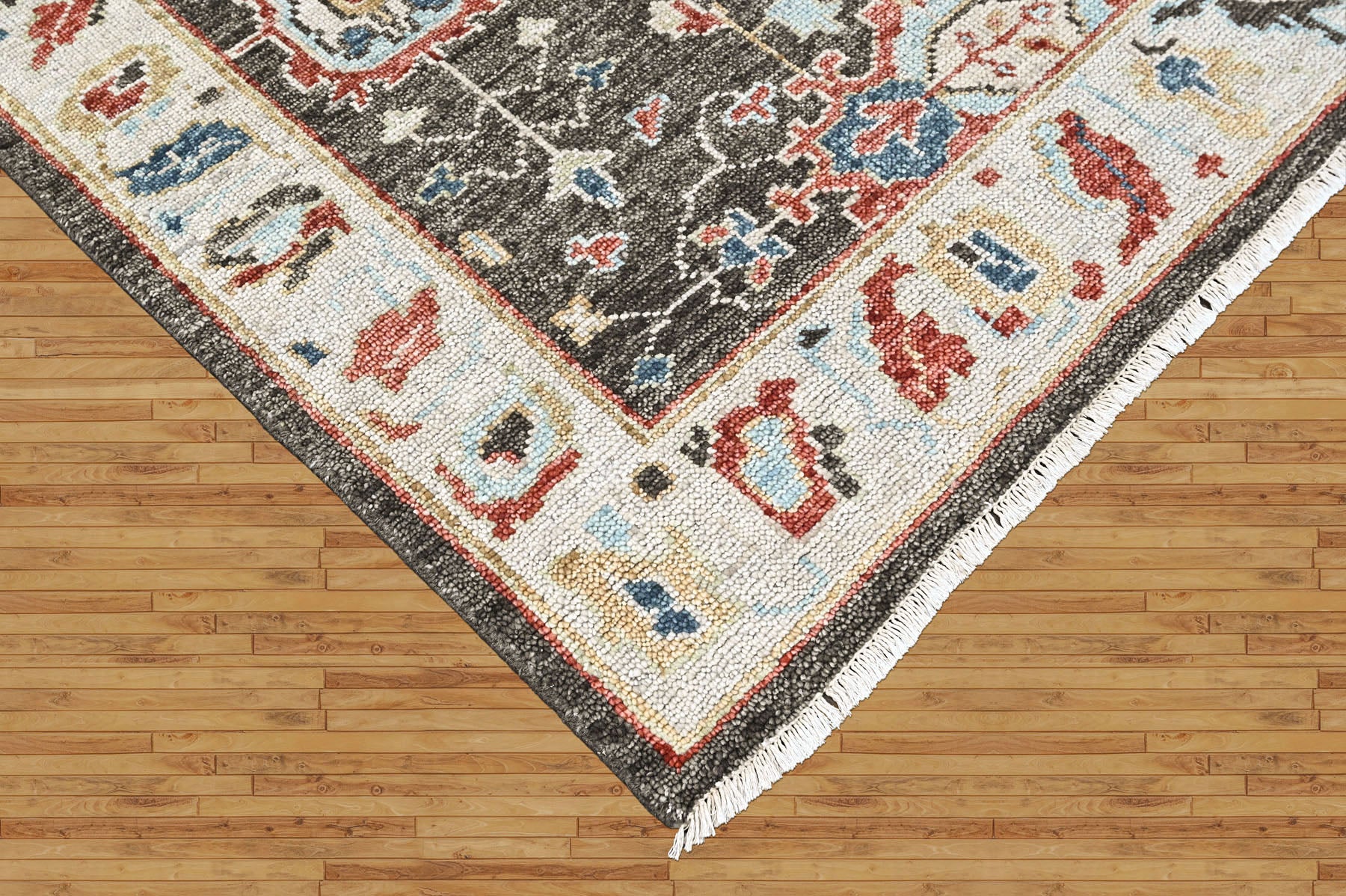 Charcoal 8'11''x11'10'' Oushak Arts and Crafts Hand Knotted Wool Oriental Area Rug