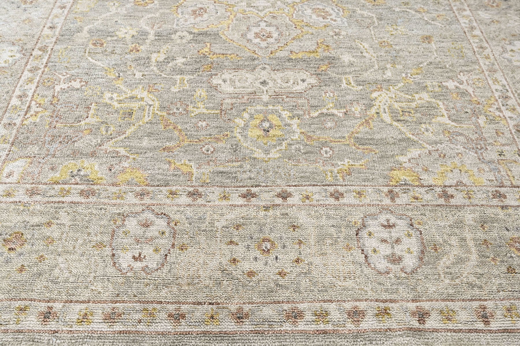 Gray 9x12 Oushak Transitional Hand Knotted Wool Oriental Area Rug