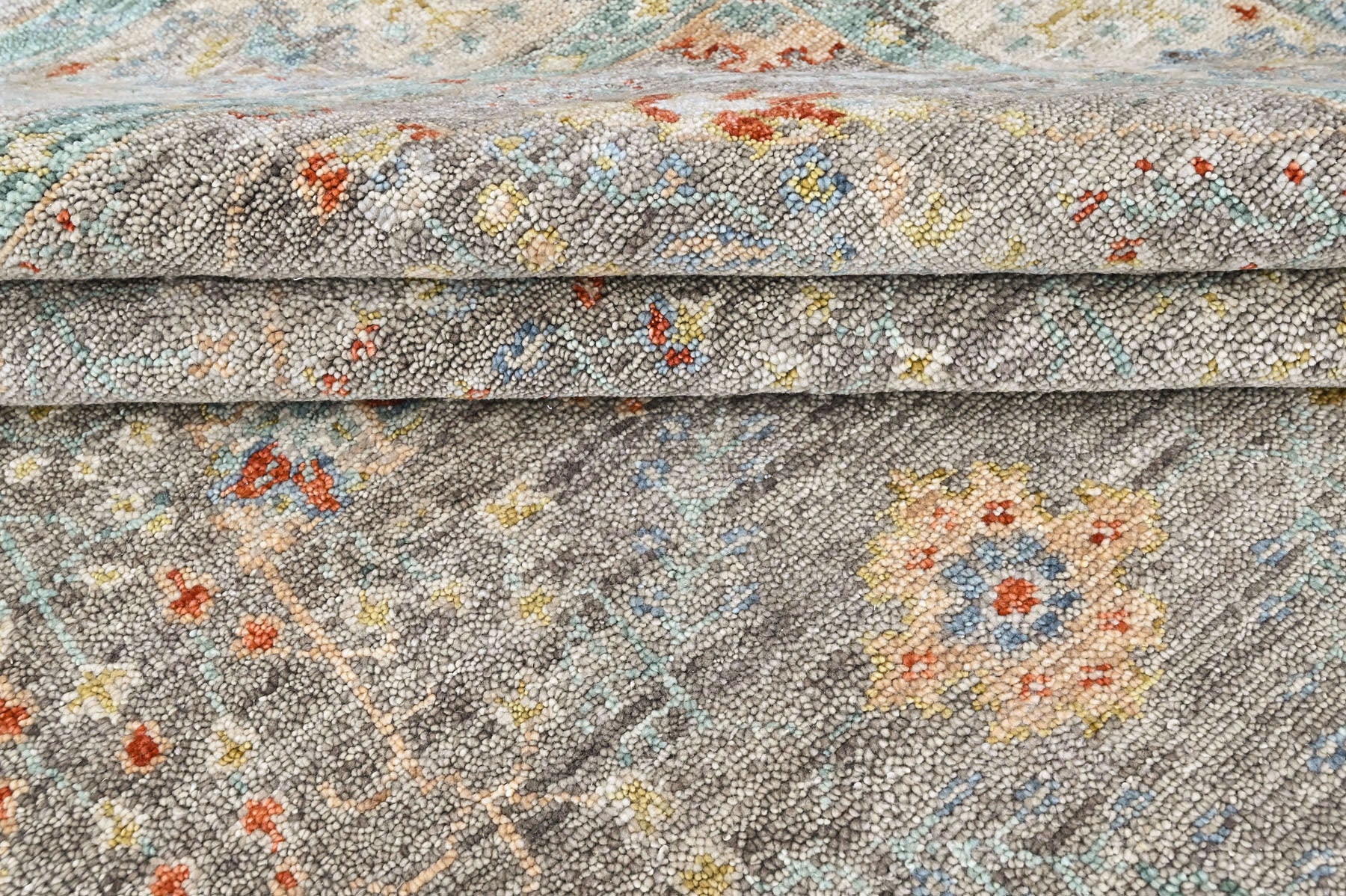 Gray, Beige 8'9''x11'11'' Oushak Transitional Hand Knotted Wool Oriental Area Rug