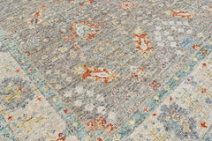 Gray, Beige 8'9''x11'11'' Oushak Transitional Hand Knotted Wool Oriental Area Rug