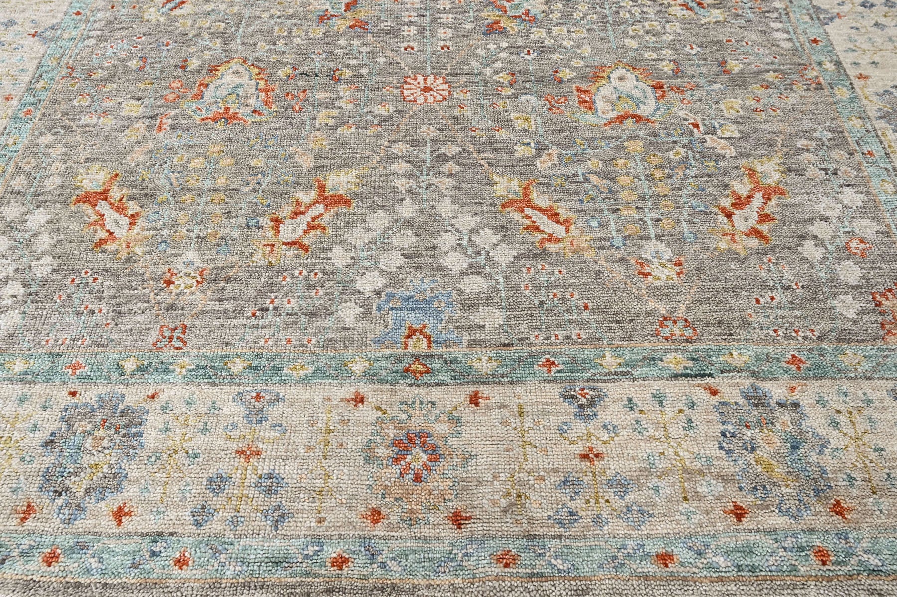 Gray, Beige 8'9''x11'11'' Oushak Transitional Hand Knotted Wool Oriental Area Rug