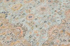 Aqua, Peach 8x9'11'' Oushak Transitional Hand Knotted Wool Oriental Area Rug