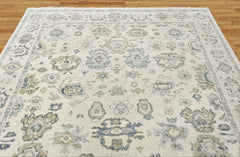 Ivory 8'10''x11'11'' Oushak Transitional Hand Knotted Wool Oriental Area Rug