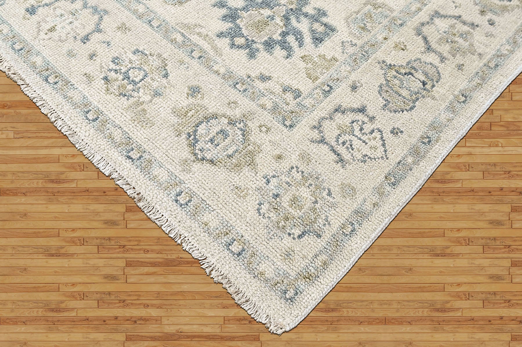Ivory 8'10''x11'11'' Oushak Transitional Hand Knotted Wool Oriental Area Rug