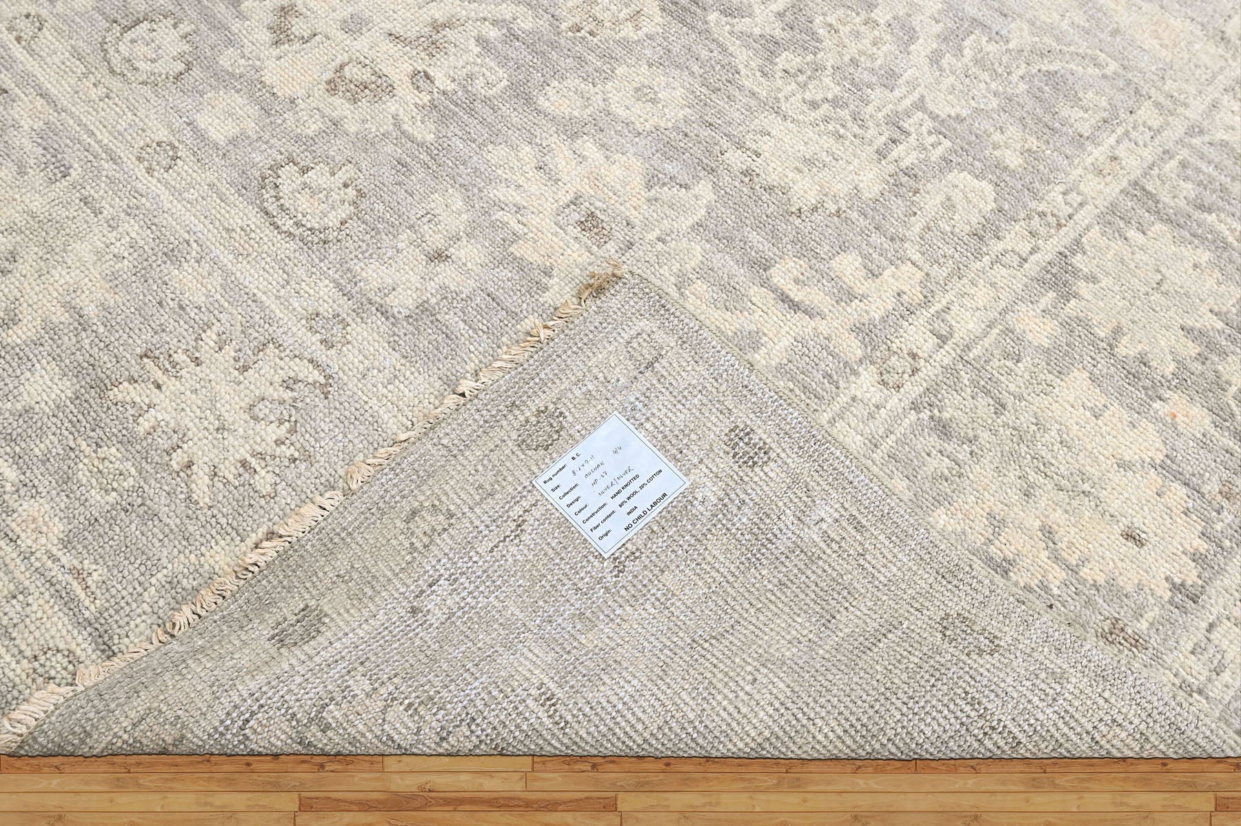 Gray, Beige 8'1''x9'11'' Oushak Transitional Hand Knotted Wool Oriental Area Rug