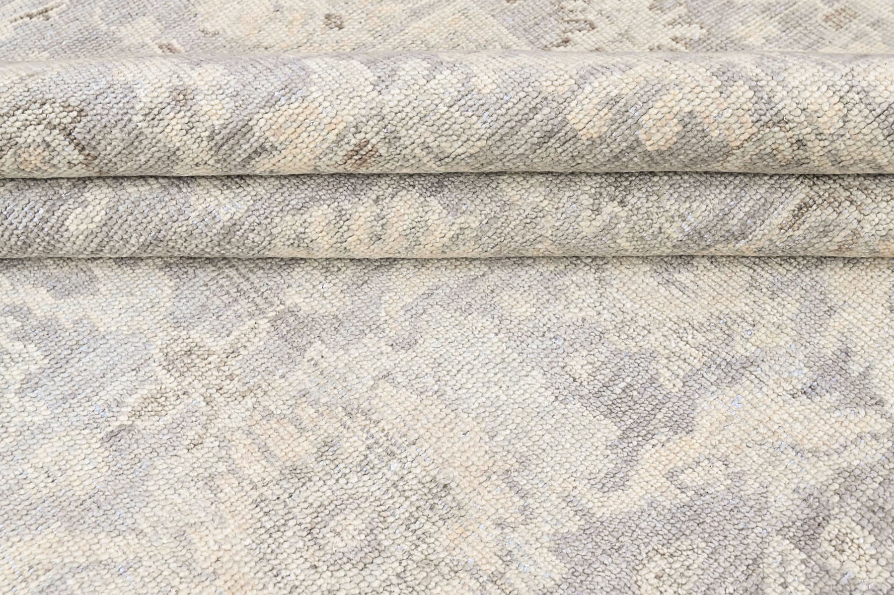Gray, Beige 8'1''x9'11'' Oushak Transitional Hand Knotted Wool Oriental Area Rug