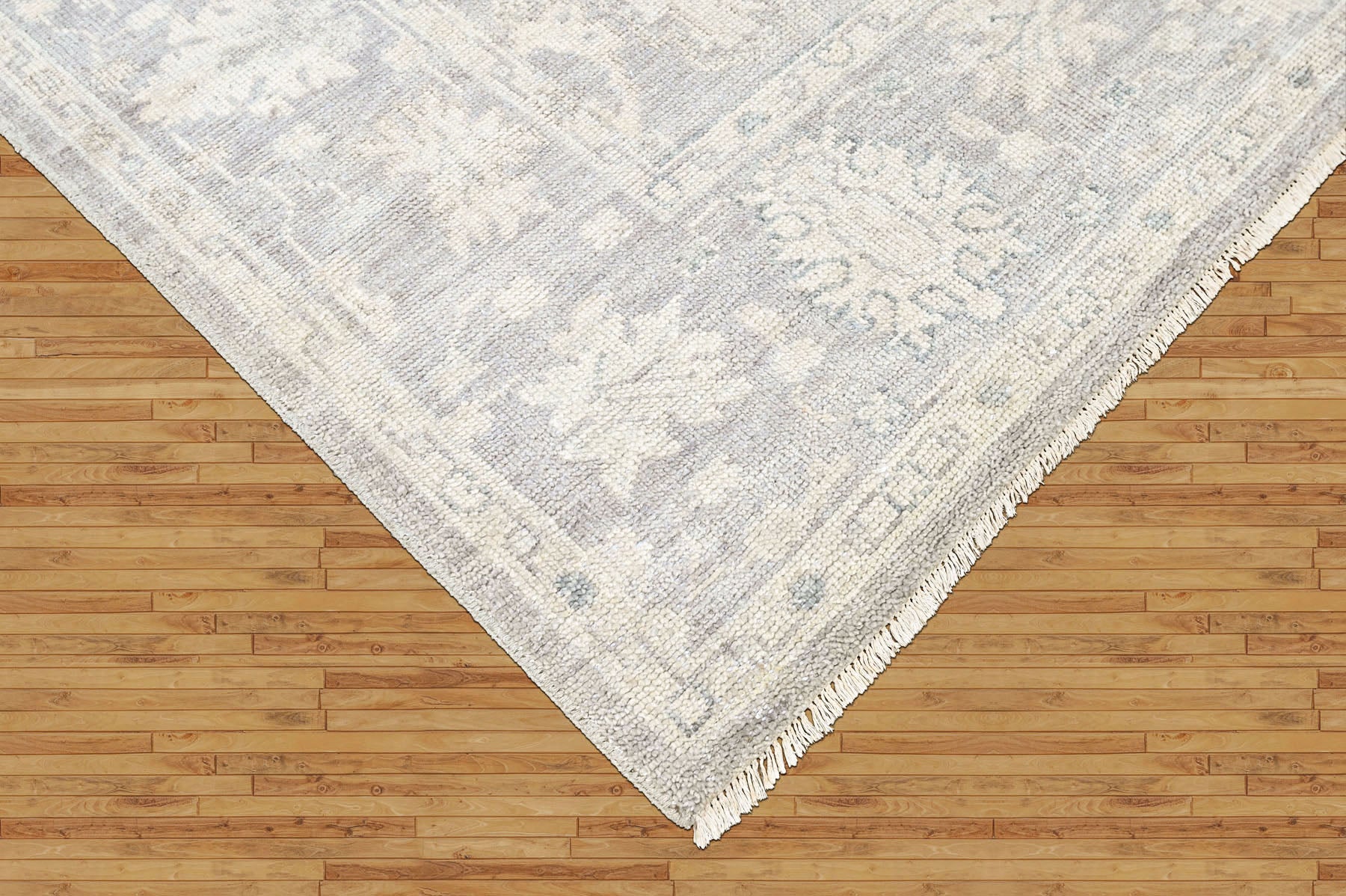 Gray, Beige 8'1''x9'11'' Oushak Transitional Hand Knotted Wool Oriental Area Rug