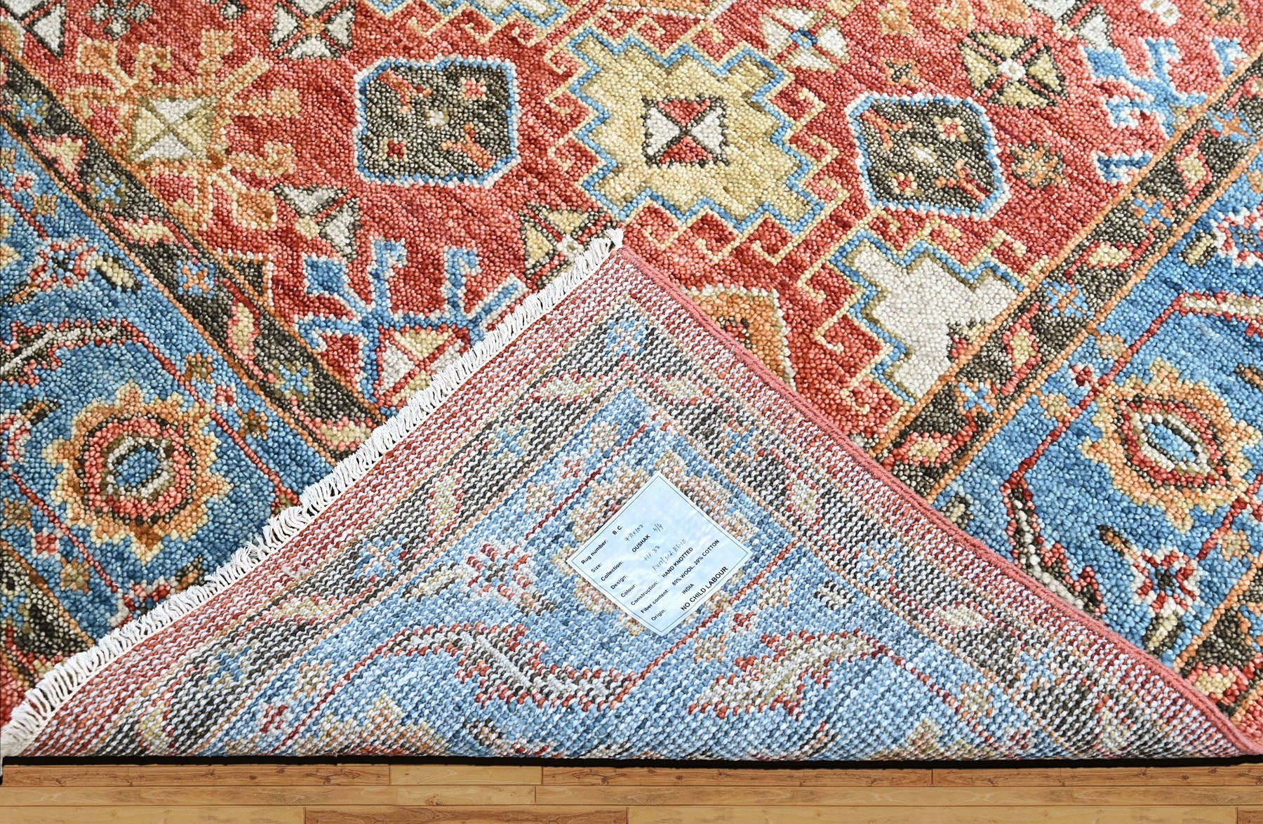 Rust, Blue Multi Size Oushak Transitional Hand Knotted Wool Oriental Area Rug