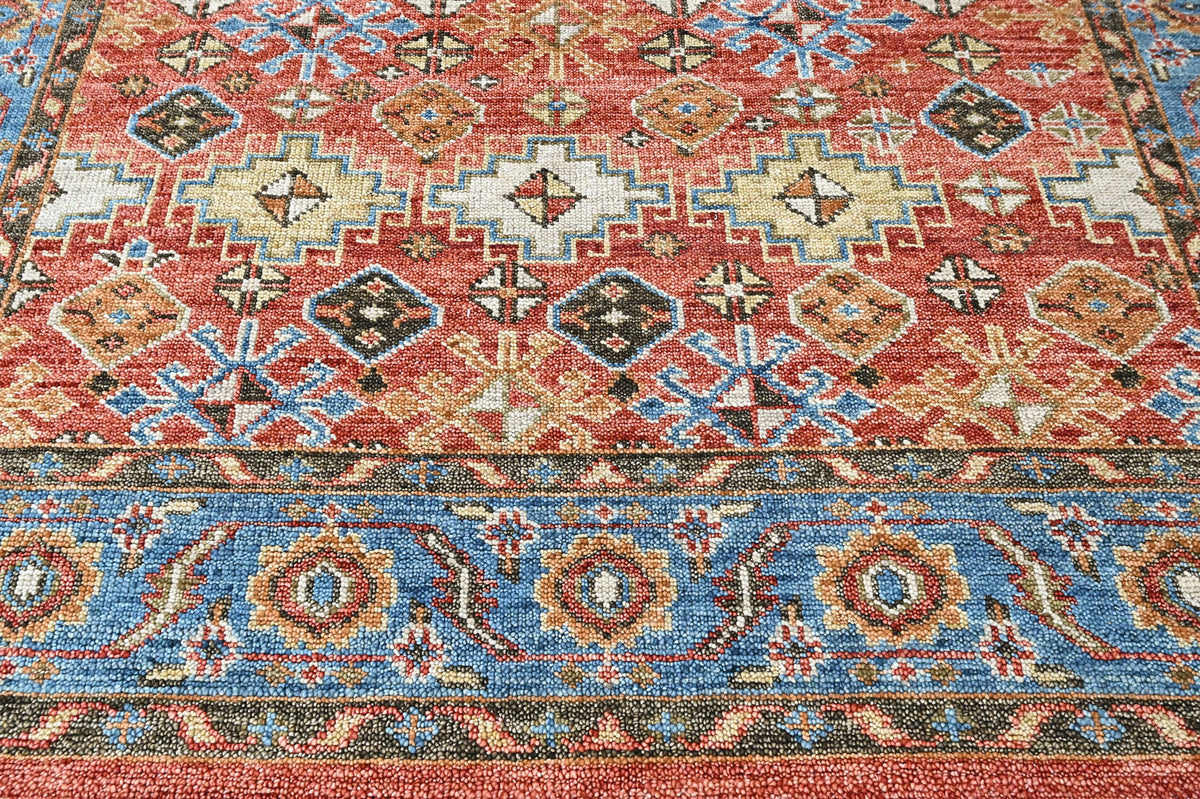Rust, Blue Multi Size Oushak Transitional Hand Knotted Wool Oriental Area Rug