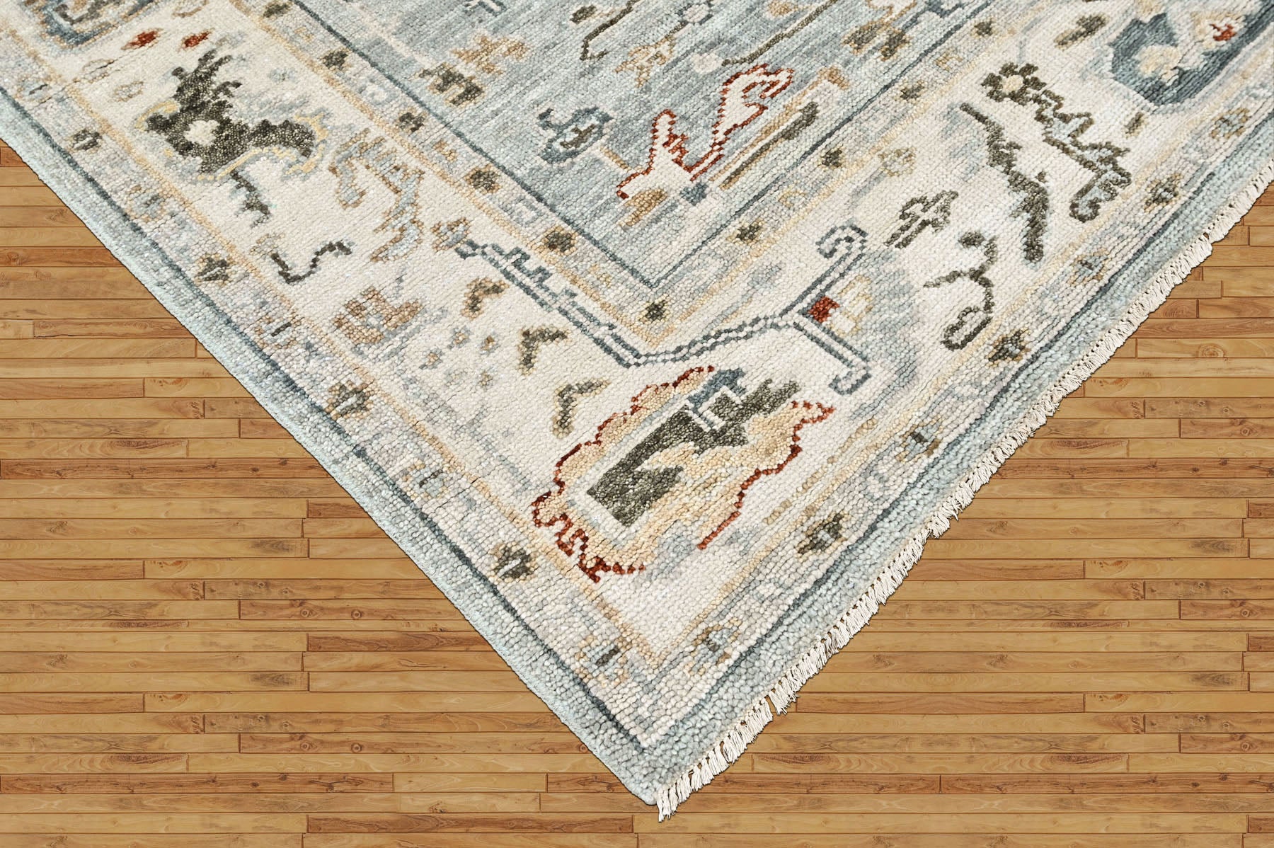 Slate, Beige 7'9''x9'11'' Oushak Transitional Hand Knotted Wool Oriental Area Rug