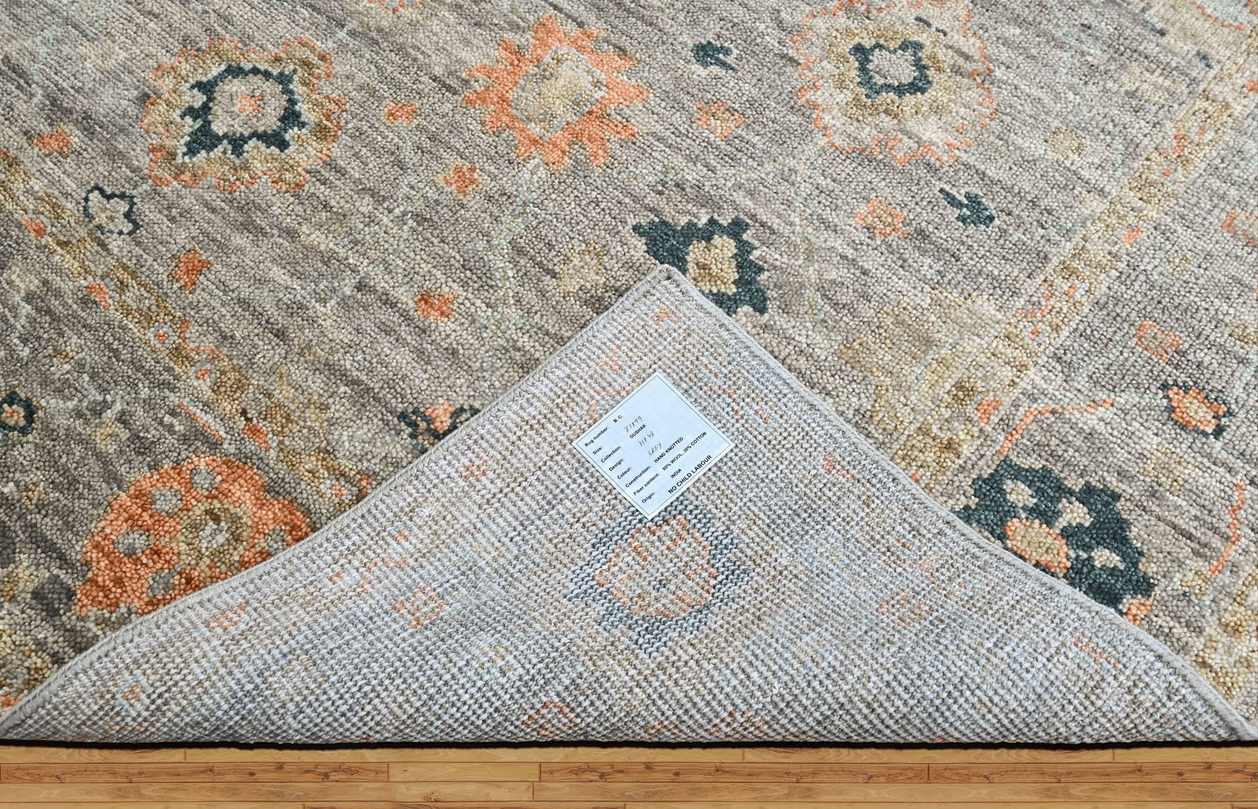 Slate 8'1''x9'9'' Oushak Transitional Hand Knotted Wool Oriental Area Rug